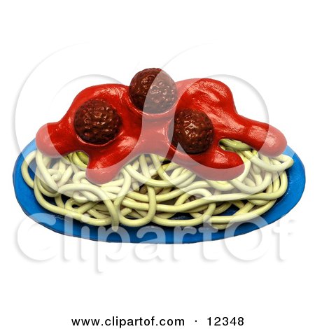 Royalty-free clipart picture of a clay sculpture of plate of spaghetti with 