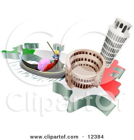 Royalty-free travel clipart picture of Italian tourist attractions; 