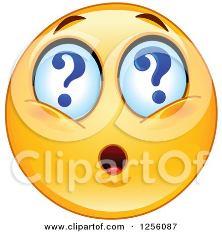 Clipart of a Yellow Smiley Emoticon with Question Mark 