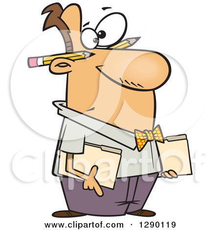 Cartoon Clipart of a Caucasian Male Accountant Holding ...