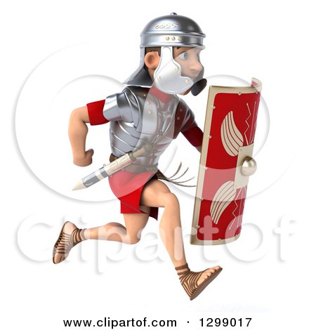 Clipart of a 3d Young Male Roman Legionary Soldier Running to the Right