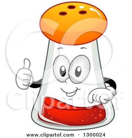 Clipart of a Cartoon Paprika Spice Shaker Character Holding a Thumb up