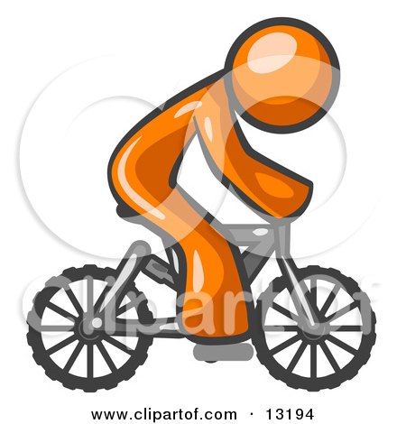 bike rider clip art. Orange Man Riding a Bicycle by