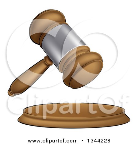 Clipart Illustration of a Wooden Judge's Gavel Resting On The Block by