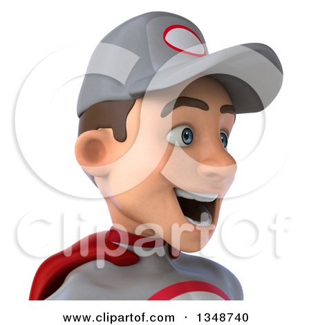 Preview Clipart - 1348740-Clipart-Of-A-3d-Avatar-Of-A-Young-White-Male-Super-Hero-Mechanic-In-Gray-And-Red-Royalty-Free-Illustration