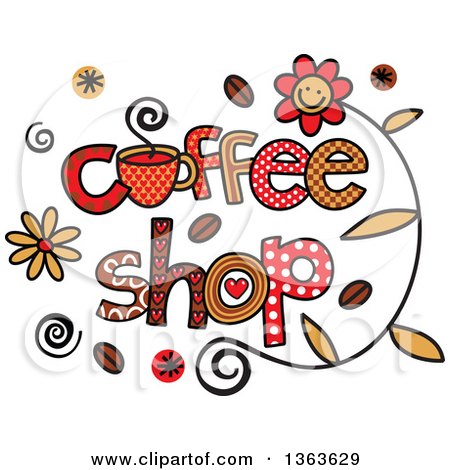 Clipart of Colorful Sketched Coffee Word Art - Royalty ...
