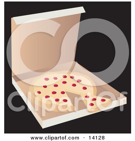 Royalty-free nutrition clipart picture of a delivery pepperoni pizza pie in 
