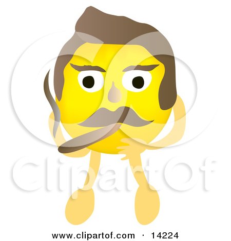 Yellow Male Smiley Face Smoking a Cigar Clipart Illustration by Rasmussen Images