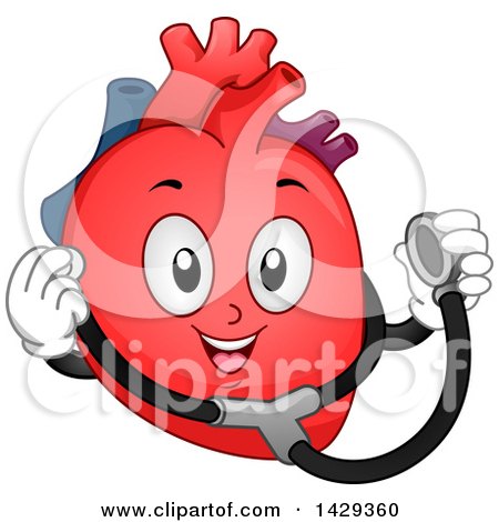 Clipart of a Happy Heart Organ Mascot Holding a ...