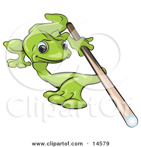 Royalty-free cute animal clipart picture of a green gecko leaning over 