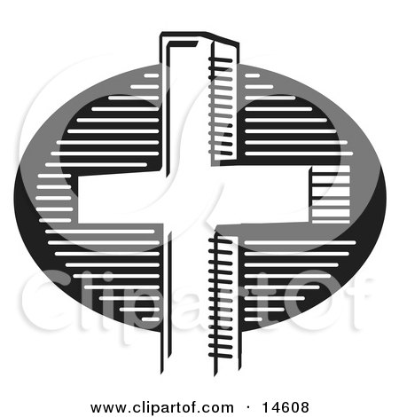 Royalty-free holiday clipart picture of a black and white church cross.