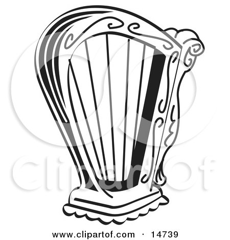 coloring pages instruments. White Harp Instrument Over