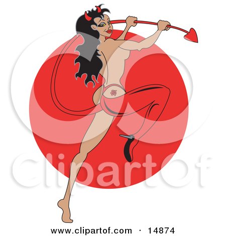 Royalty-Free (RF) Clipart Illustration of a Mean Little Red Devil Walking
