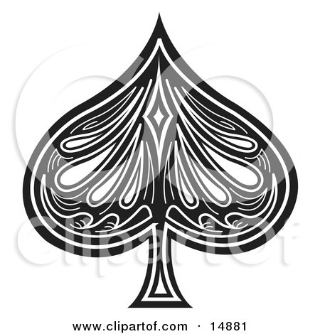  wild west retro clipart picture of a black spade on a playing card.