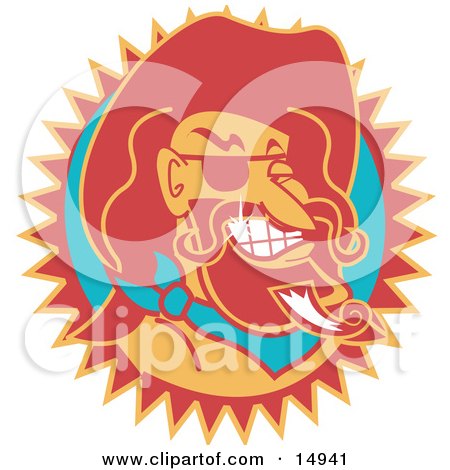Royalty-free wild west retro clipart picture of Wild Bill Hickock smiling 