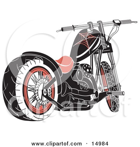 Royalty-free retro transportation clipart picture of a black motorcycle with 