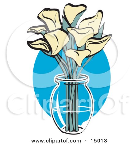  (RF) Clipart Illustration of a Black And White Potted Calla Lily Plant