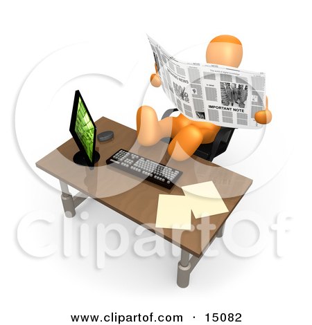 Computer Chairs on Free Retro Clipart Of A Man Reading Interesting News From A Newspaper