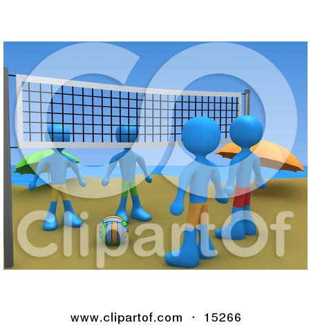  Two Sides Of A Beach Volleyball Net With The Ball Between Them Clipart 