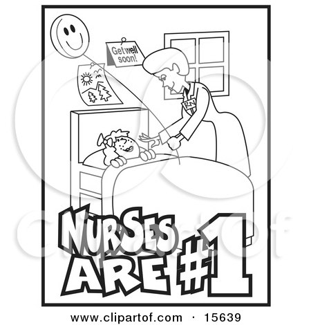 Coloring Book Pages on Coloring Book Page Of A Friendly Female Nurse Bending Over A Sick Girl