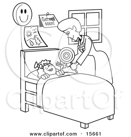 Coloring Book Pages on Coloring Book Page Of A Friendly Registered Nurse Bending Over A Sick