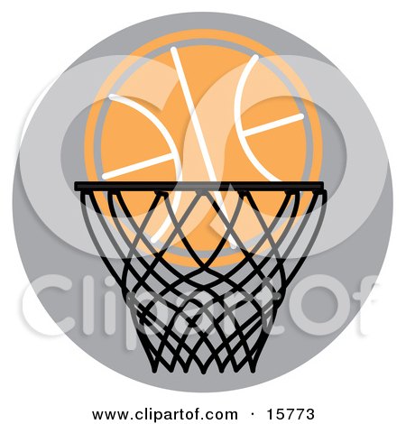 Royalty-free sports clipart picture of a basketball in a hoop, 