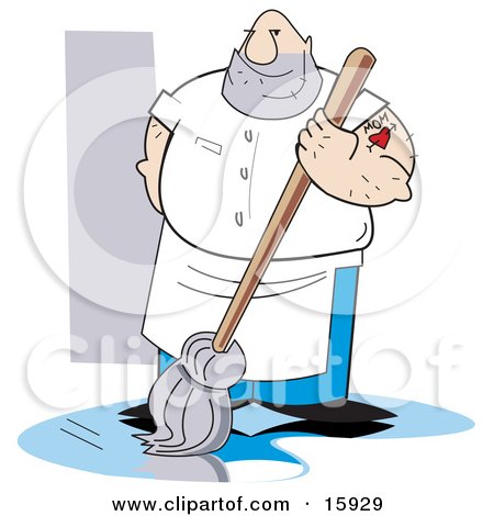 Royalty-Free (RF) Clipart Illustration of a Logo Of A Carpet Cleaner Man 