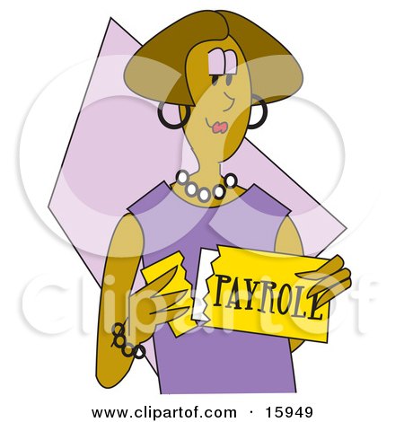 payroll images free clip art. African American Woman In Purple, Opening Her Payroll Check Clipart 