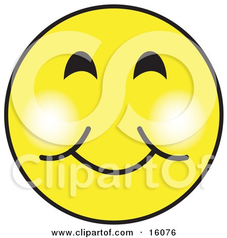 Yellow Smiley Face Graphic With A Closed Lip Smile Clipart Illustration by