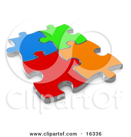 different people holding hands around. Four Different Colored Puzzle