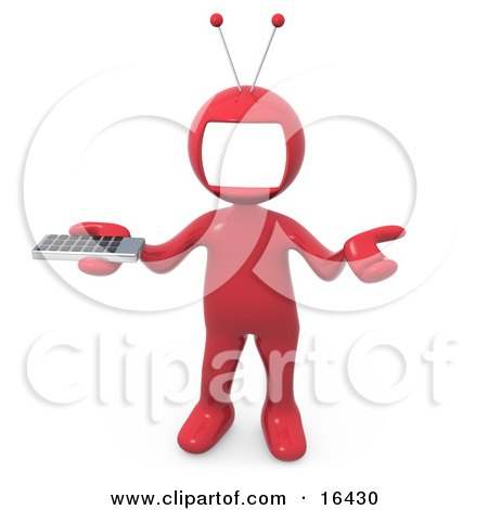  Shrugging And Holding A Television Remote Control Clipart 