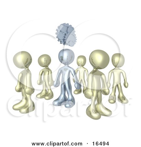 free images of people thinking. One Silver Person In A Group Of Gold People, Thinking Up A Creative Idea,