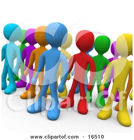 Royalty-free 3d computer generated people clipart picture image of a crowd 