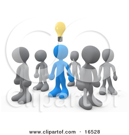 Clip Art People Thinking. One Blue Person In A Group Of