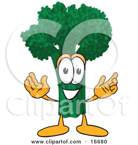 Green Broccoli Food Mascot Cartoon Character With Open Arms Poster, 
