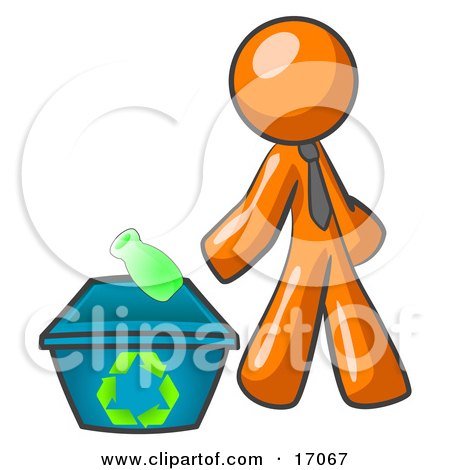 Orange Man Tossing A Plastic