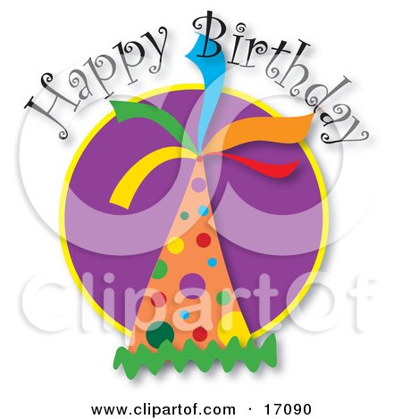 Royalty-free holiday clipart picture of a happy birthday greeting with a 