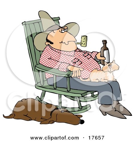 Rocking Chairs on Rocking Chair With A Cat In His Lap And His Hound Dog At His Side By