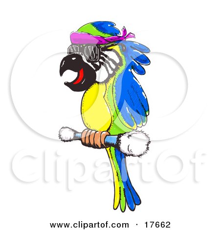 Colorful Parrots on Clipart Illustration Of A Colorful Blue  Green And Yellow Macaw Parrot
