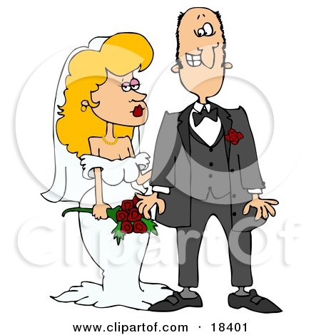  White Dress on Clipart Illustration Of A Pretty Black Bride Holding A Bouquet Of Red