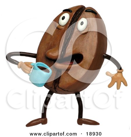 18930-Clay-Sculpture-Of-A-Hyper-Coffee-Bean-Character-Drinking-A-Cup-Of-Java-Clipart-Picture.jpg