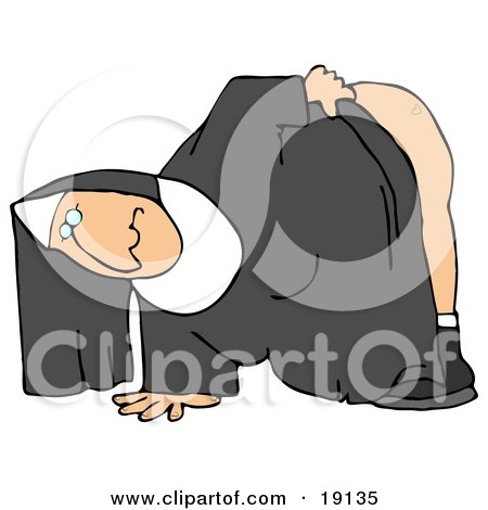 Old Nun Bending Over And Showing Off The Heart Shaped Tattoo by Dennis 