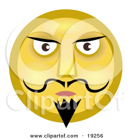 Clipart Illustration Of A Stern Yellow Smiley Face Man With A Goatee