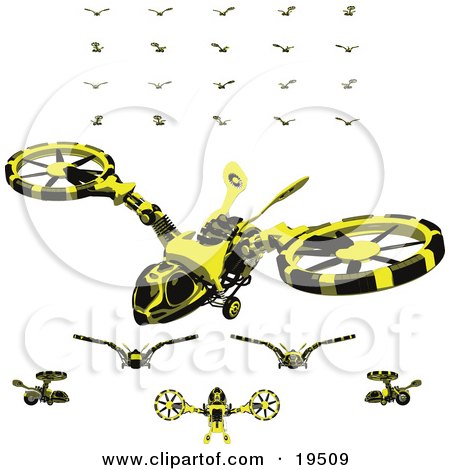 Small Aircraft on Clipart Illustration Of A Collection Of Wasp Like Hovercraft Vehicles