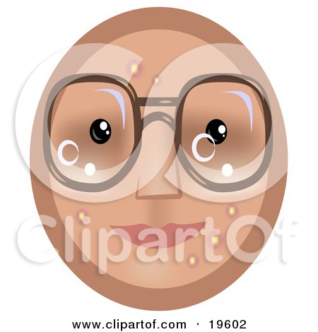 Clipart Illustration of a Four Eyed Emoticon Face Wearing Glasses by Geo