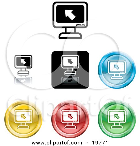 Royalty-free clipart picture of a collection of different colored computer 