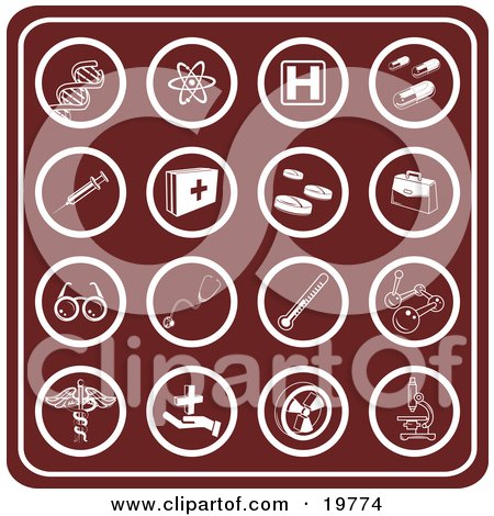  Vector on Collection Of Red Medical Icons Including Dna Molecules Hospital Signs