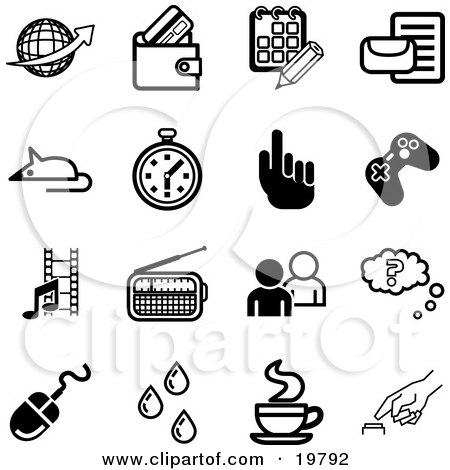 Royalty-free clipart picture of a collection of black and white 