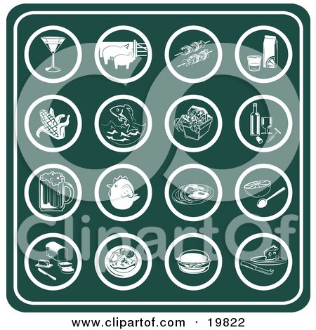 Gift Baskets Meat  Cheese on 19822 Clipart Illustration Of A Collection Of Green Food Icons