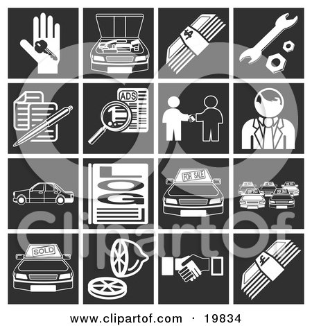 For Sale Sign Car. For Sale Sign Icon Vector.